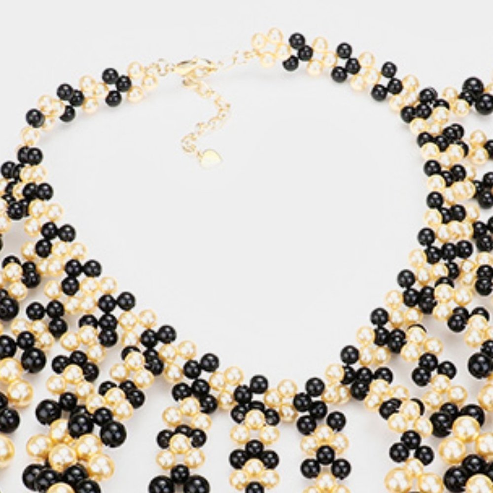 Pearl Bubble Collar Statement Necklace Set - image 4